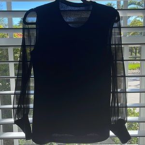 Black Lola & Sophie New York mixed material top with silk sleeves